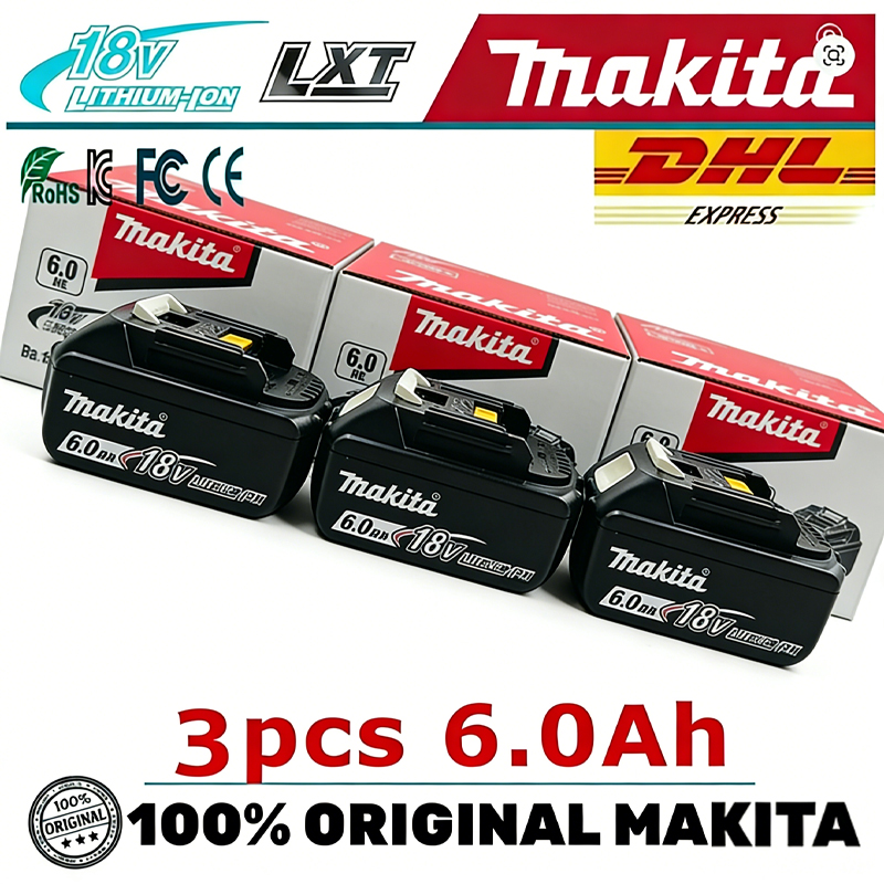 Akku 6Ah Makita Original Lithium-Ionen Wiederaufladbarer Akku 18V Ersatzakkus BL1860 BL1830 BL1850 BL1860B