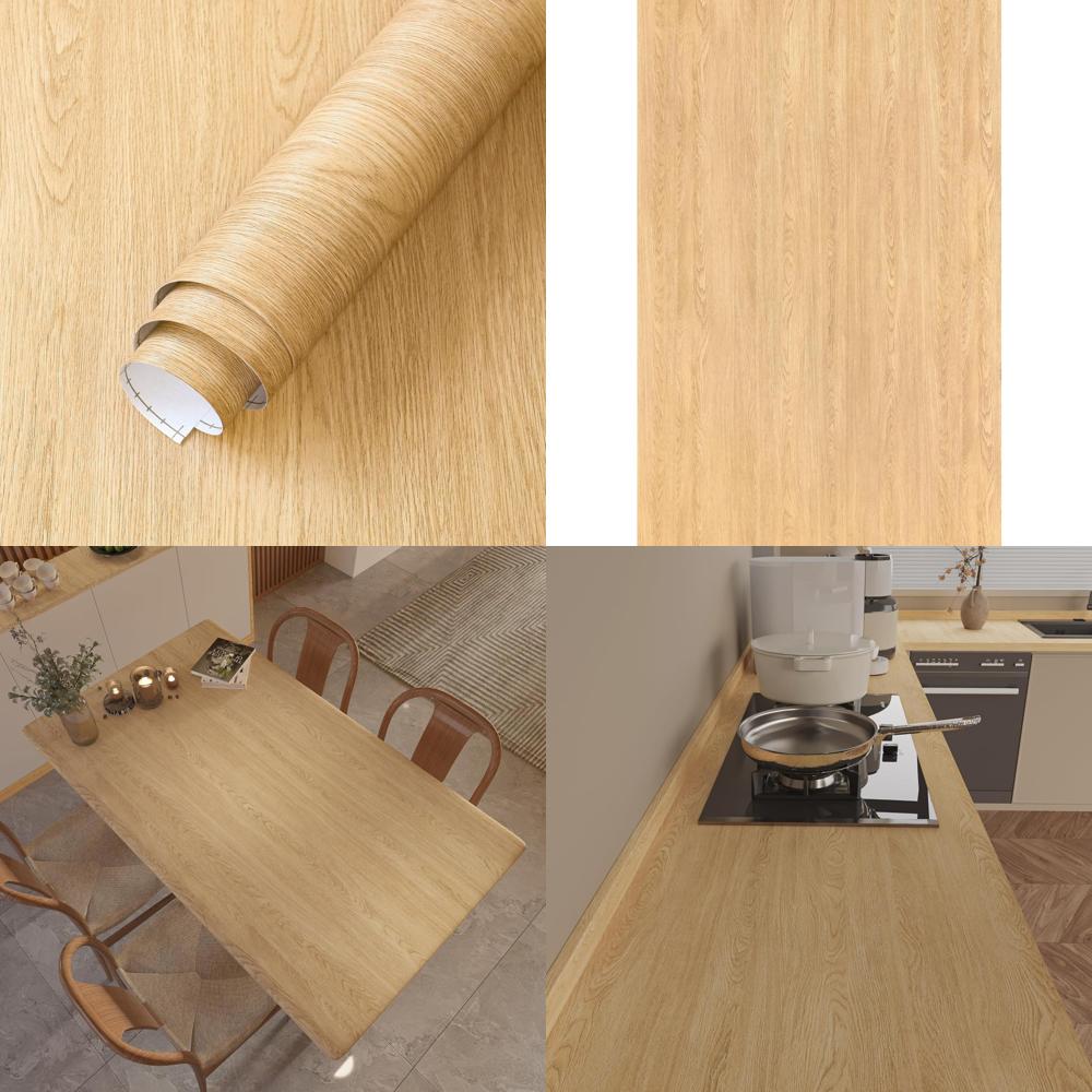 Self-Adhesive Light Wood Vinyl Wallpaper - Removable Wooden Look Contact Paper for Easy Peel and Stick Application