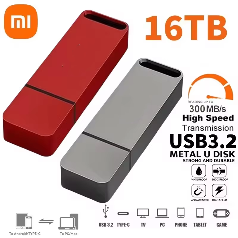 Xiaomi-unidad Flash de Metal de 16TB, USB 3,2, alta velocidad, tipo C U, portátil, Mini memoria SSD, resistente al agua