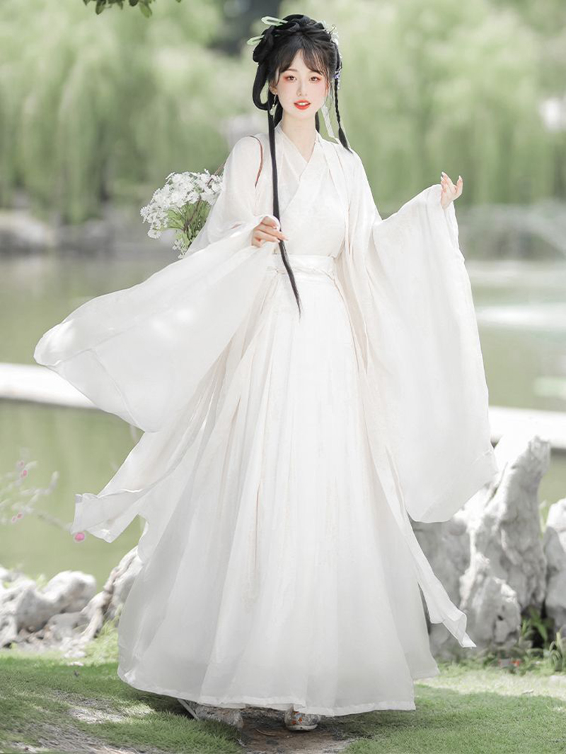 Robe de danse Hanfu traditionnelle chinoise pour femmes, costume de cosplay, ensemble de robe blanche d'été, danse folklorique chinoise