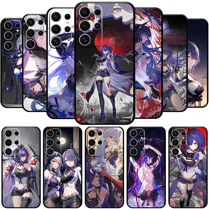 Achimon-Samsung Galaxy、s24、s23 ultra、s22、s21、fe、s20、a54、note20plus、5スター用のhonkaiスターレール文字電話ケース