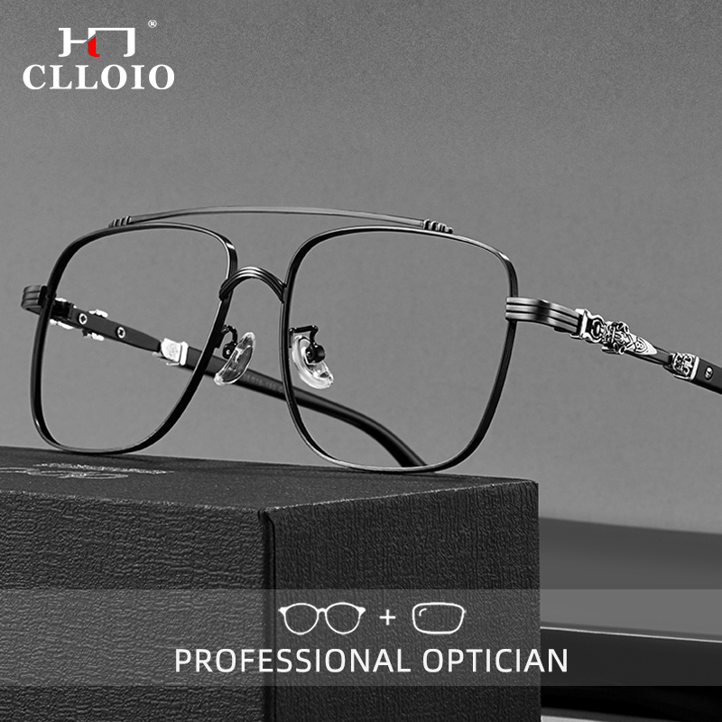 CLLOIO classique Chrome Style coeurs myopie lunettes Anti rayon bleu lunettes de lecture rétro sculpture Prescription optique-lunetterie cadre