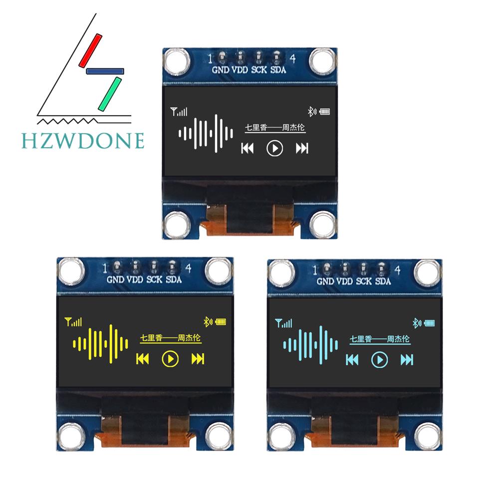 Écran OLED de 0.96 Pouces SSD1306 I2C IIC éventuelles I Serial ogeneX64 LCD 4 Broches, Bleu Jaune Blanc pour Ardu37( Broches Soudées)