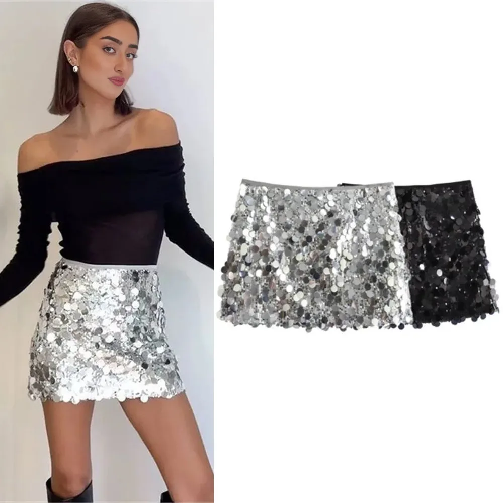 Ladies Sequin Mini Skirt Women Sexy Luxury High Waist Skirts Woman Summer Womens Skirts Streetwear Glitter Short Skirt Female