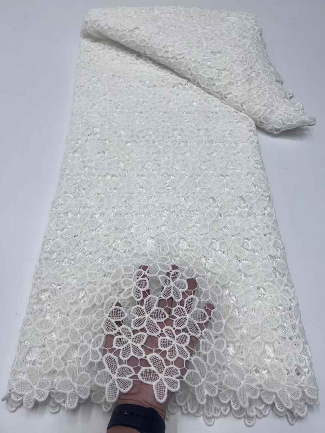 2025 New African French Nigerian Guioure High End Water Soldle Lace Fabric Mesh for Embroidery Wedding Party Bride Sewing Dress