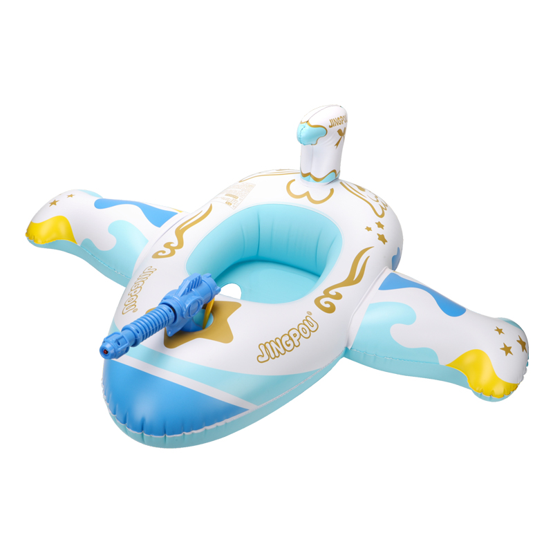 Pelampung Anak Bentuk Pesawat Biru Swimbobo, Ring Apung Tiup untuk Berenang di Musim Panas, Perahu Lingkaran, Mainan Pistol Air Mandi