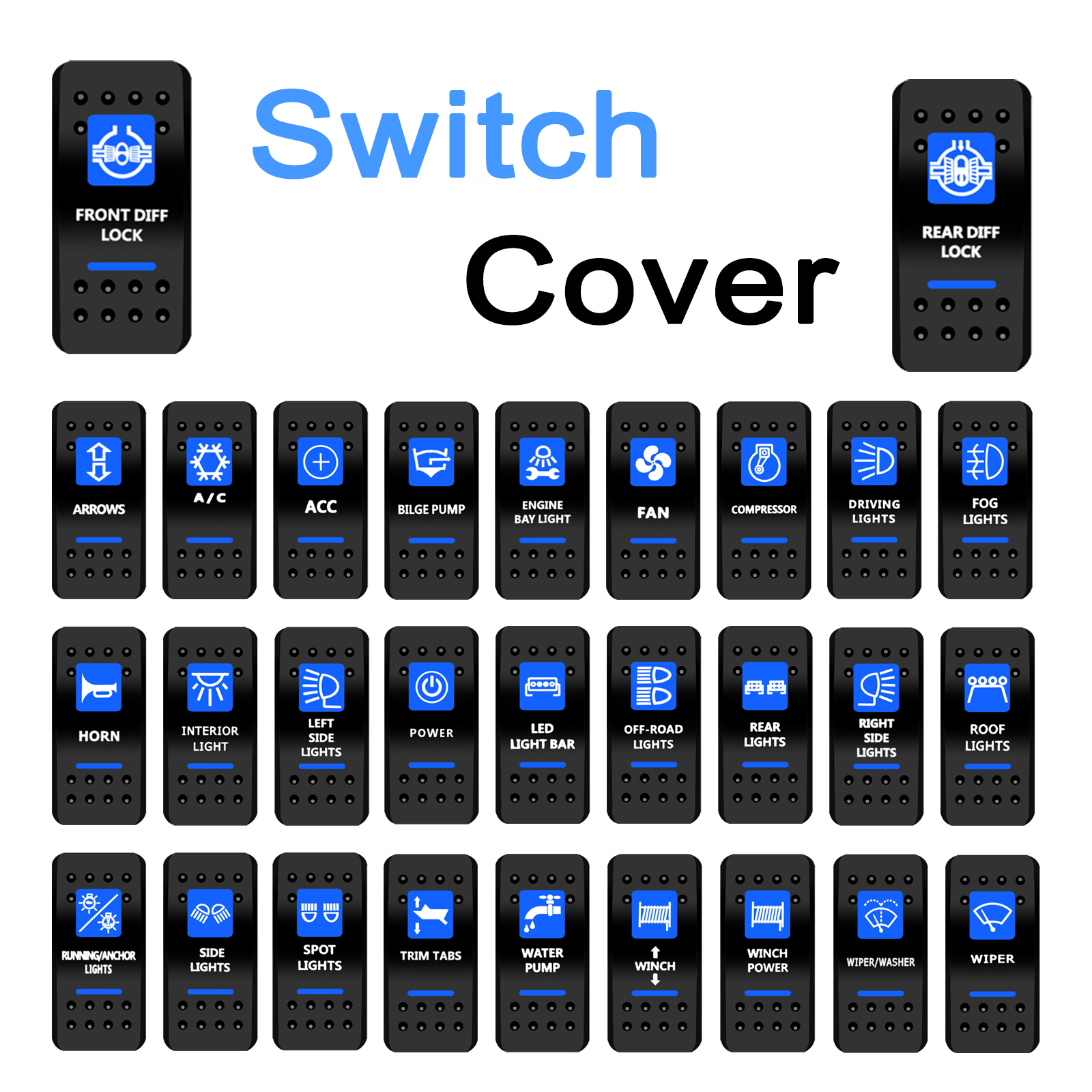 1 Pc COVER CAP ONLY! Painted Blue Switch Cover for Car Boat ARB Carling RV Bus Switches, Waterproof，Auto Parts