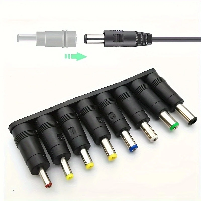 8 Pz AC DC 5.5X2.1 MM Femmina Jack Spina Adattatore Connettori A 6.3 6.0 5.5 4.8 4.0 3.5mm 2.5 2.1 1.7 1.35mm Maschio Adattatore di Alimentazione
