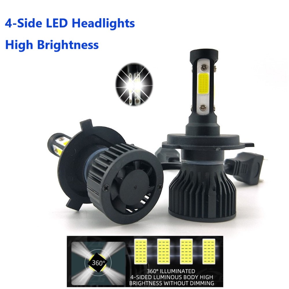 2 uds 4 lados faros LED para coche H11 H4 H7 9005 9006 9012 H3 H1 H8 H9 6500K bombillas blancas faro automático 12V cuatro caras luminosas