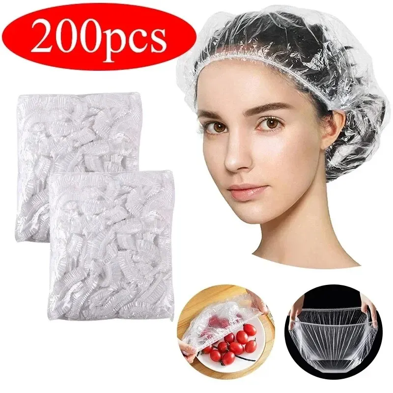 Gorro de ducha desechable para extensión de cabello, gorro de ducha de belleza transparente con forma de malla elástica, impermeable, 100/200/500/1000 piezas