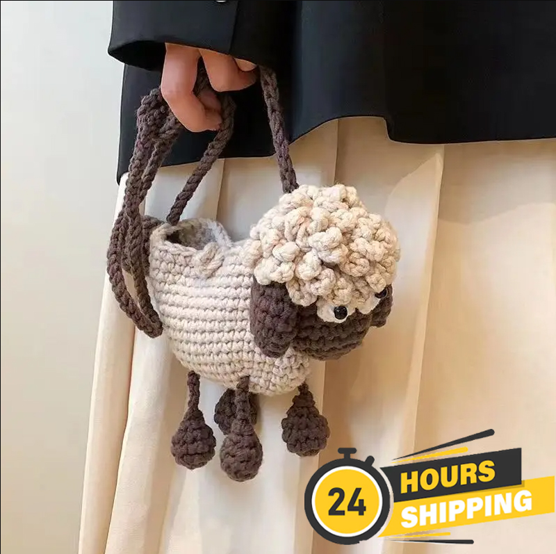 Bolso cruzado para niños, bolso de hombro de lana de oveja tejido hecho a mano, monedero pequeño y divertido para niños, monedero, regalo para niño y niña