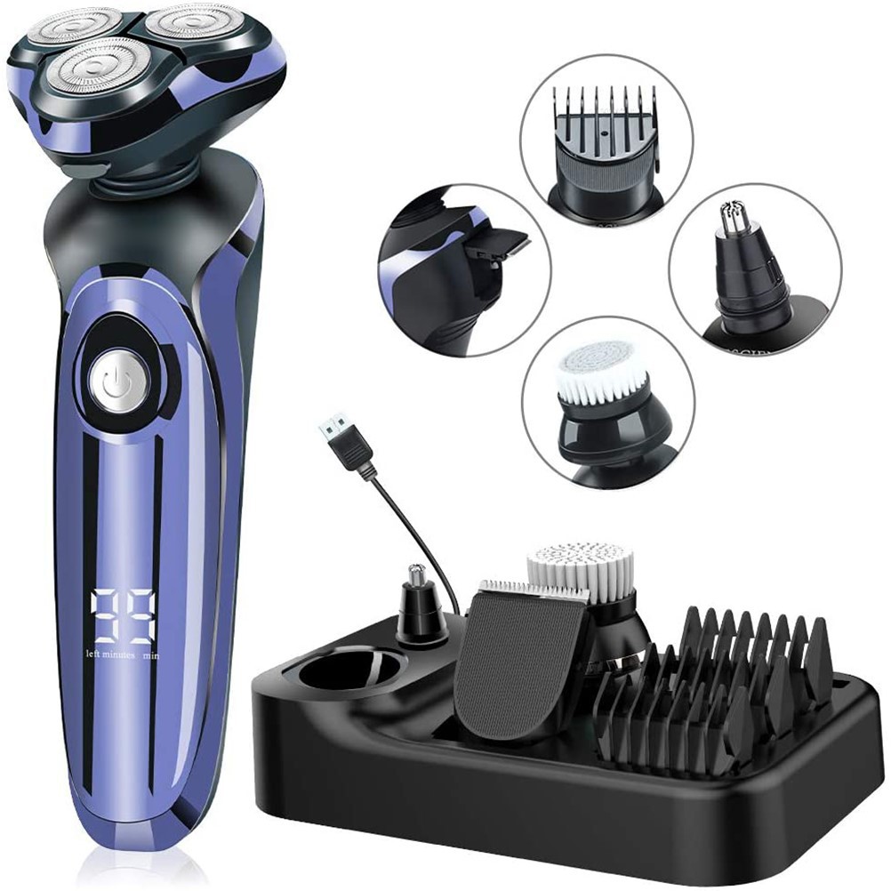 MOTAWISH-Afeitadora eléctrica para hombres, afeitadora eléctrica a prueba de agua de doble uso en seco y húmedo, cortadora de pelo de nariz y orejas, máquina de afeitar recargable