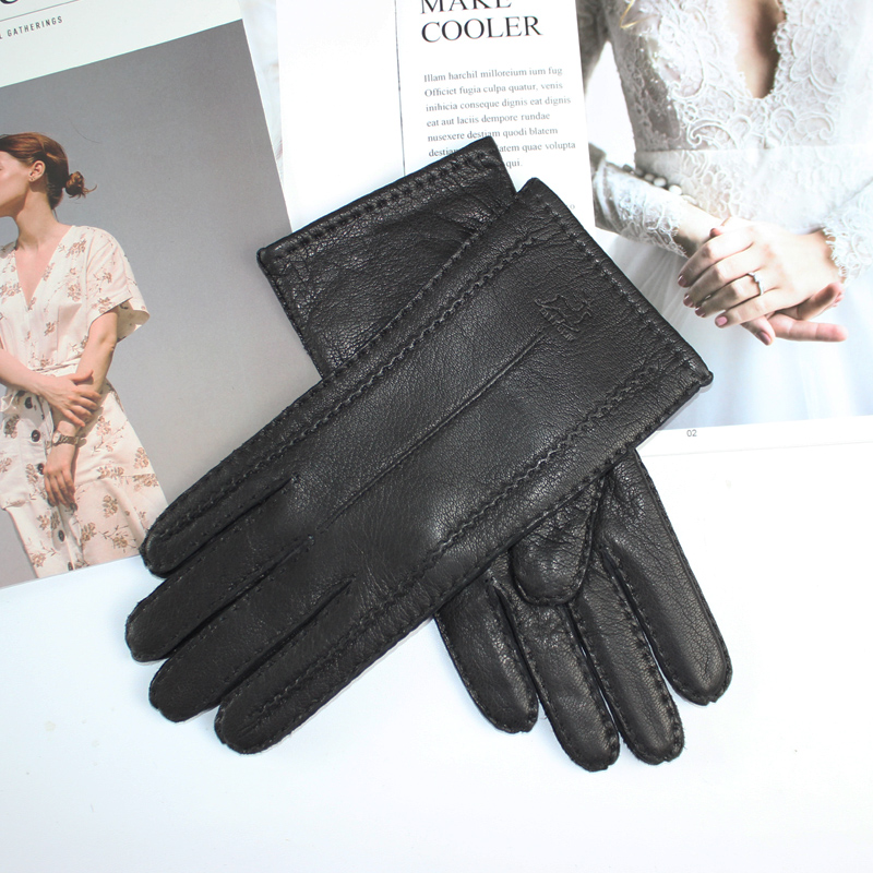 Nouveaux gants en peau de daim pour femmes, cousus à la main, avec doublure en laine tricotée, pour la conduite et l'équitation en extérieur