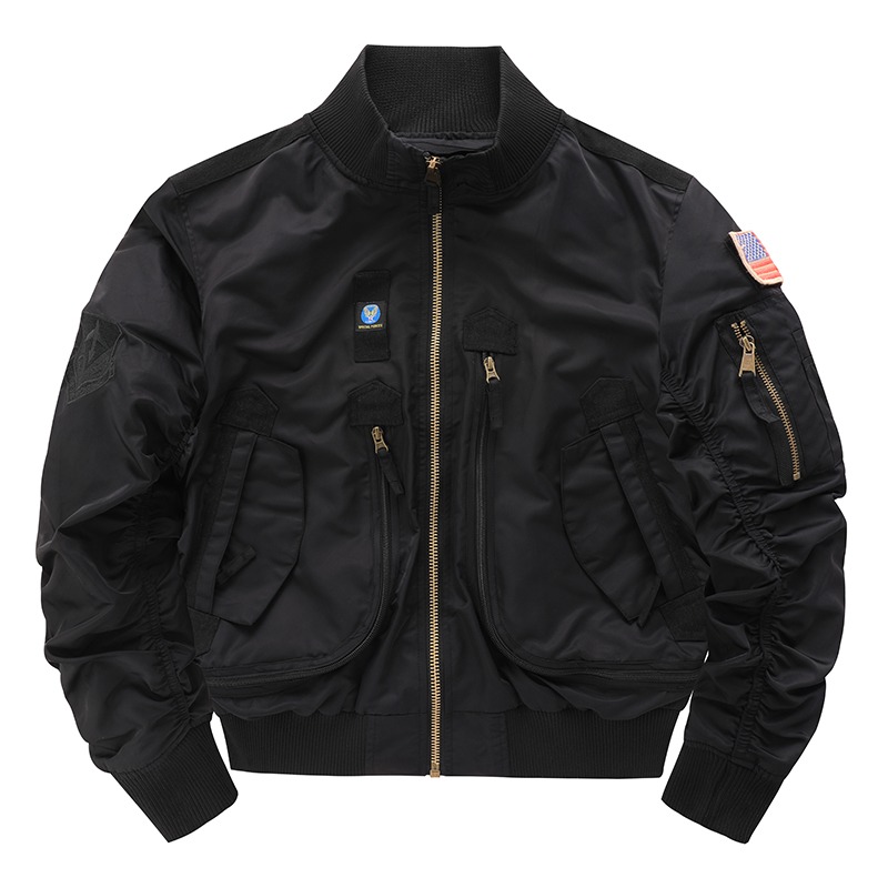 Chaqueta de vuelo para hombre - Abrigo impermeable de campo, ropa de entrenamiento al aire libre con cuello alto a la moda, tops de streetwear, prendas de abrigo