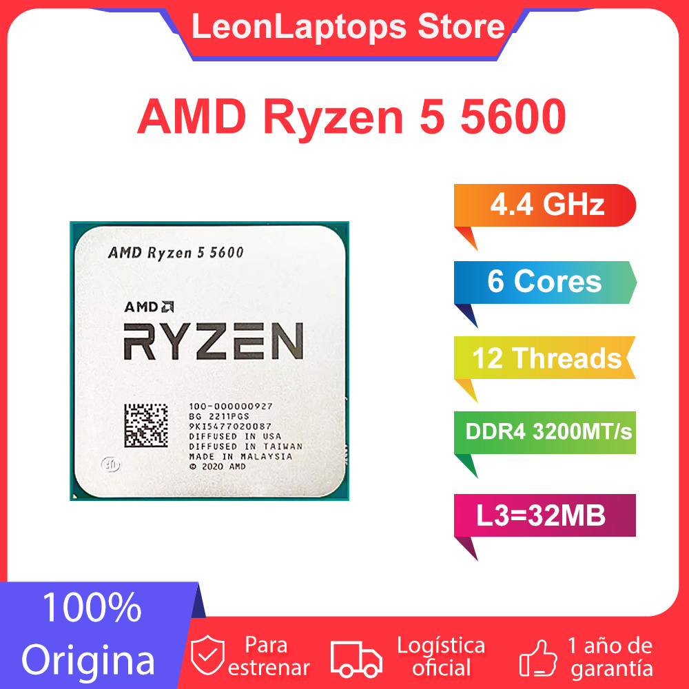 NOWY AMD Ryzen 5 5600 R5 5600 3,5 GHz 6-rdzeniowy 12-wątkowy procesor CPU 7NM L3 = 32M 100- 000000927   Gniazdo AM4 Brak wentylatora