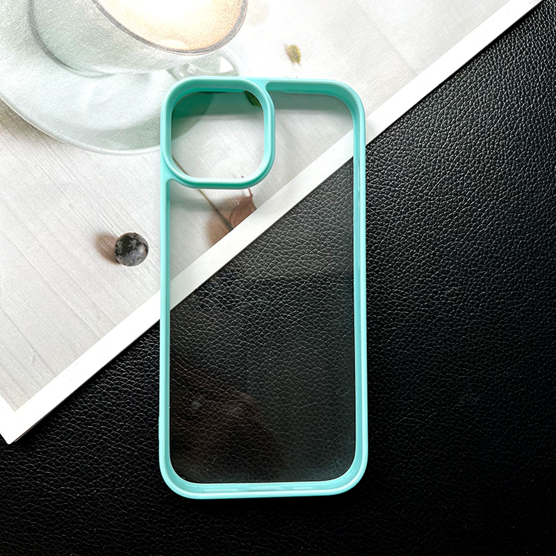 Funda Minimalista para iPhone 17 16 15 14 13 12 11 Pro Max, Color Sólido con Borde en Color Contrastante, Carcasa Suave 1D011