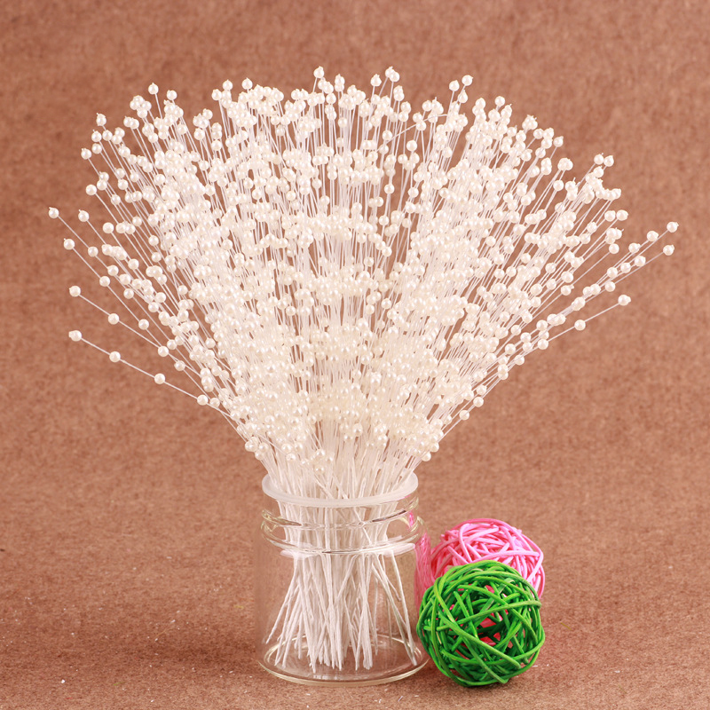 YOMDID 20 Teile/los 4mm Perle Blume Stem Perlen Girlande Sprays Braut Blumenstrauß Hochzeit Künstliche Blume Bouquet Home Decor