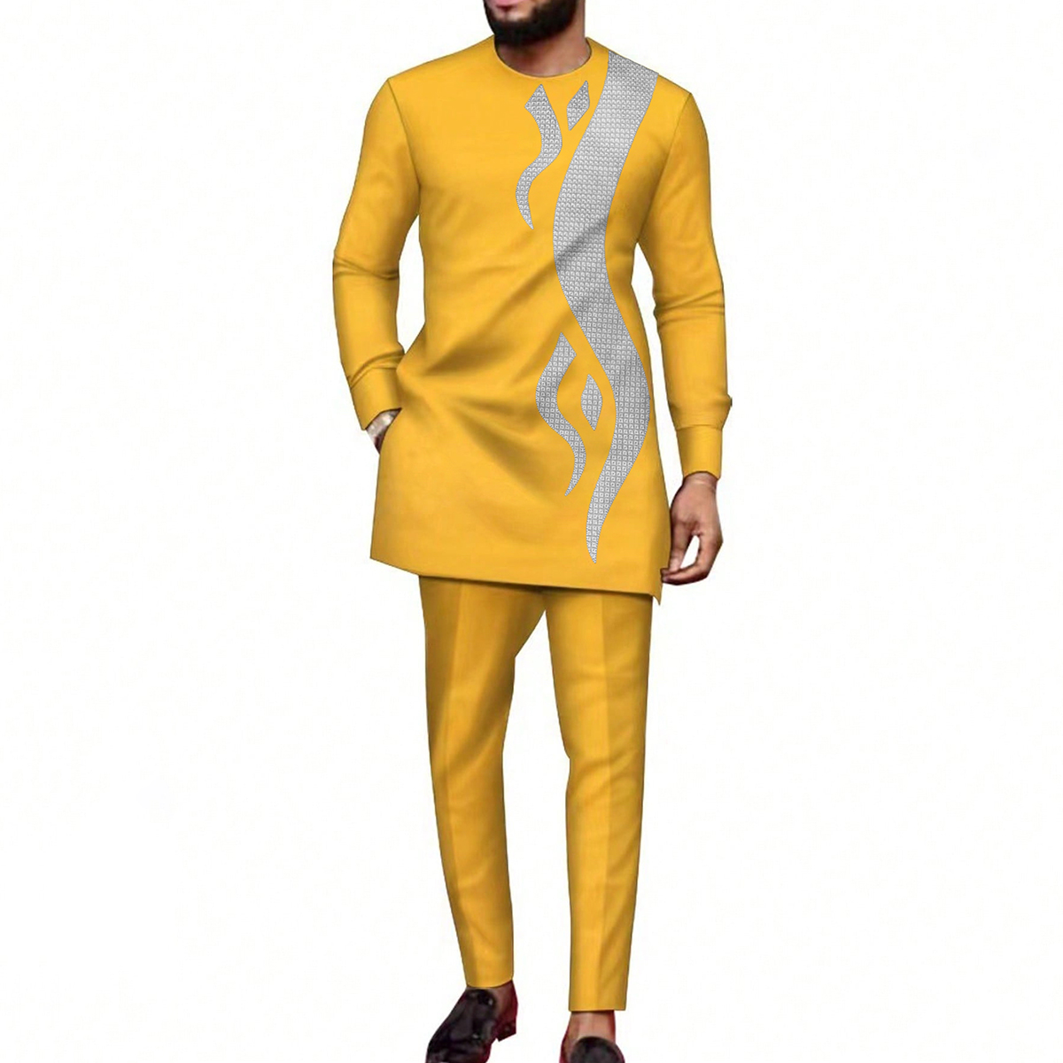Traje caftán para hombre, traje bordado de manga larga de estilo étnico africano, ropa tradicional, traje de 2 piezas, novedad de 2024