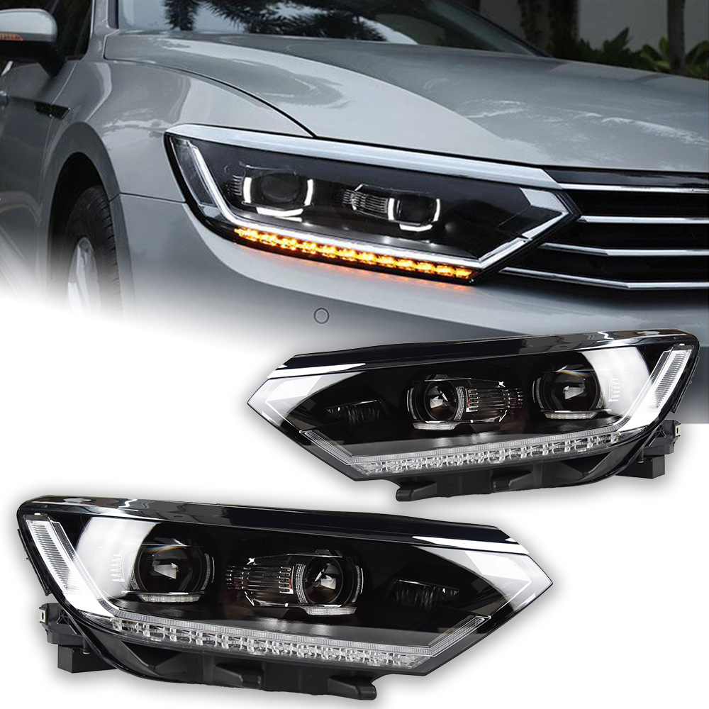 ไฟรถยนต์ AKD สำหรับ VW Passat B8 lampu depan LED โปรเจคเตอร์เลนส์2016-2019 Magotan ไฟหน้าอุปกรณ์เสริม DRL ไฟฉายคาดศีรษะ Angel Eye