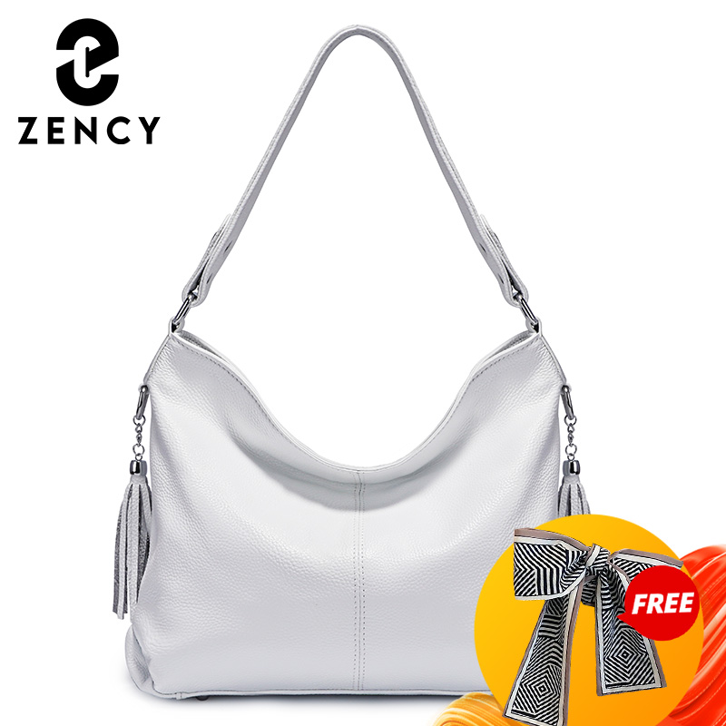 Zency 2026 Nieuwe Mode Zachte Echt Lederen Kwastje Vrouwen Handtas Elegante Dames Hobo Schoudertas Messenger Purse Satchel