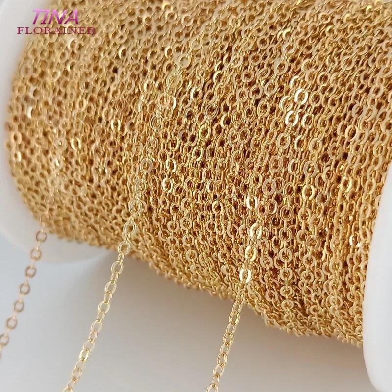 1 เมตร 14K Gold สีชุบทองเหลืองบางสร้อยคอสร้อยคอสําหรับเครื่องประดับ DIY ทําแบน O โซ่อุปกรณ์เสริมผลการค้นหา
