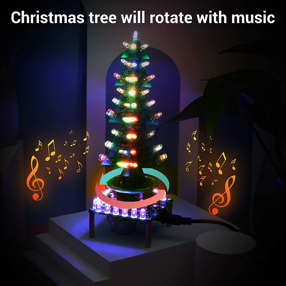 Trójwymiarowy zestaw akcesoriów choinkowych 3D Color Rotate LED Lights Flash Tree Module Electronic DIY Production