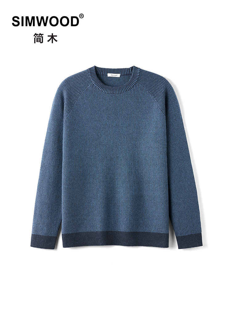 SIMWOOD 2025, Frühling Winter Neue Oversize Casual Crewneck Pullover Männer Waffel Strukturierte Langarm Gestrickte Pullover