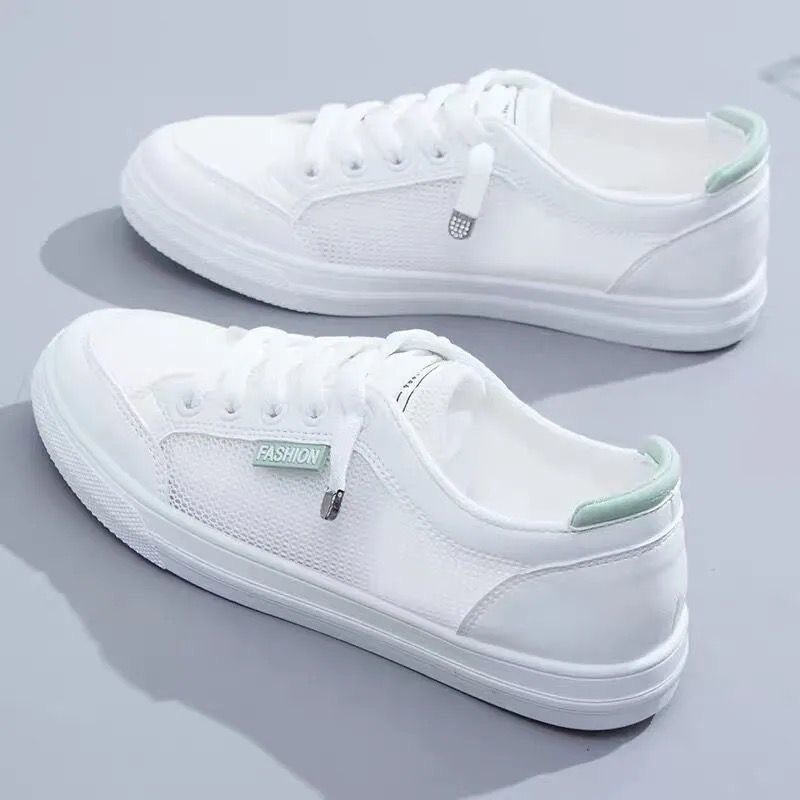 Sneakers da Donna alla Moda, Scarpe Vulcanizzate Primaverili e Autunnali, Scarpe Casual Bianche Traspiranti, Scarpe in Rete Monocolore per Giovani Donne