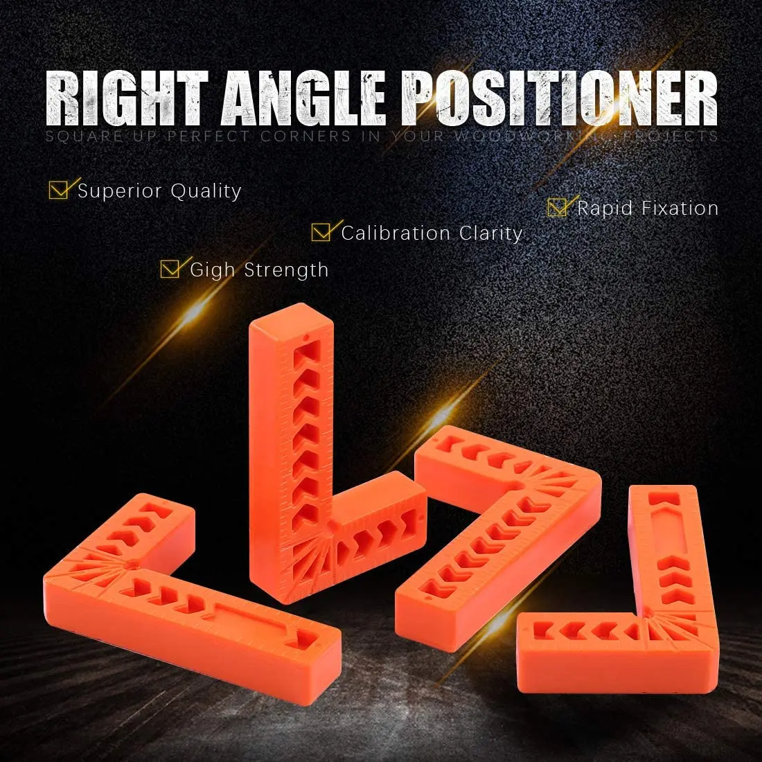 4個プラスチック製直角定規ホルダー90 ° 補助ポジショナツールオーバーラインL字型スペーサー固定角度グリッパー木工ツール