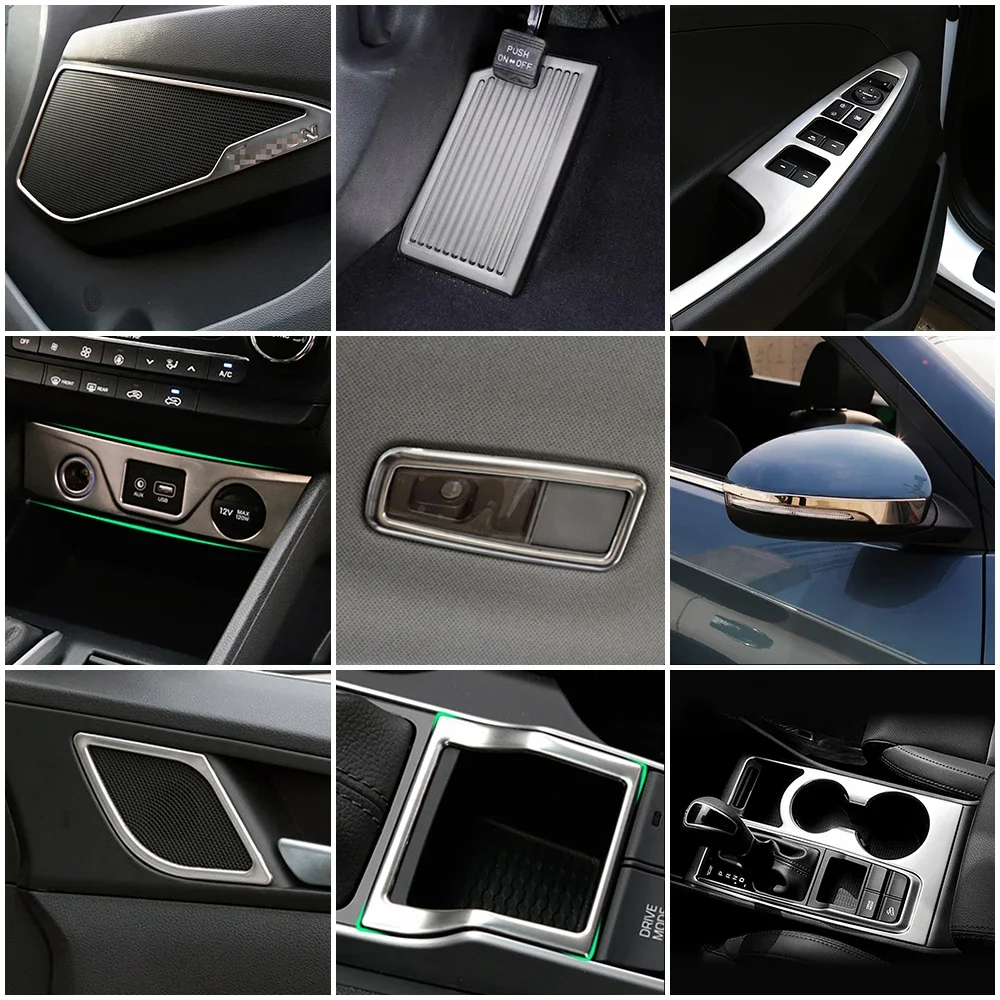 Joli de changement de vitesse pour Hyundai, panneau de frein, poignée de lève-vitre, haut-parleur, anneau audio, lampe de lecture, garniture de pédale d'assistance, 4,3 fils, 2015-2018