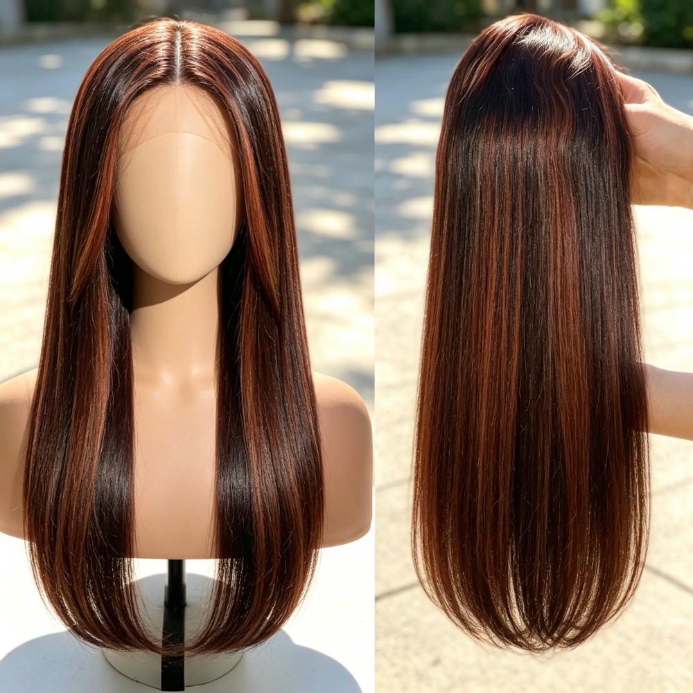 Parrucca Lace Front da 36 Pollici 1B/30 con Highlights, Capelli Umani Brasiliani 13x4 13x6, Parrucche Frontali Ombré Lisce HD in Pizzo per Donne, Pre-Piumate