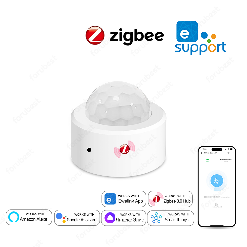 Zigbee 3,0 Sensor de movimiento humano PIR Detector infrarrojo alarma de seguridad para el hogar inteligente Control por aplicación Ewelink a través de Zigbee Bridge Zigbee Hub