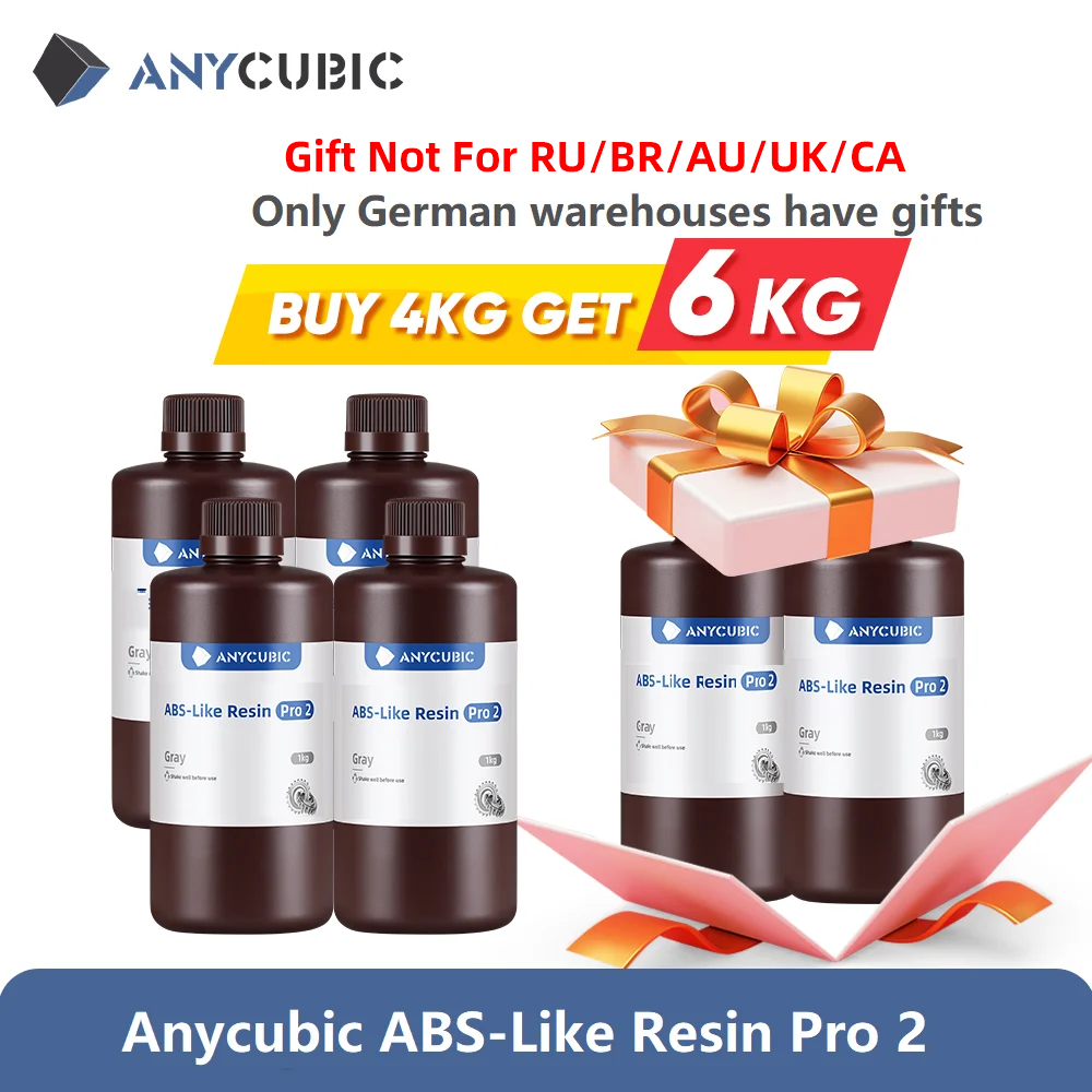 เรซิ่น Anycubic ABS รุ่นใหม่ล่าสุด 4 ชิ้น/ล็อต เหมือนเรซิ่น Reisn 3 มิติ ความแม่นยำสูง UV 405nm สำหรับเครื่องพิมพ์ LCD SLA DLP Anycubic Photon Resin 3 มิติ