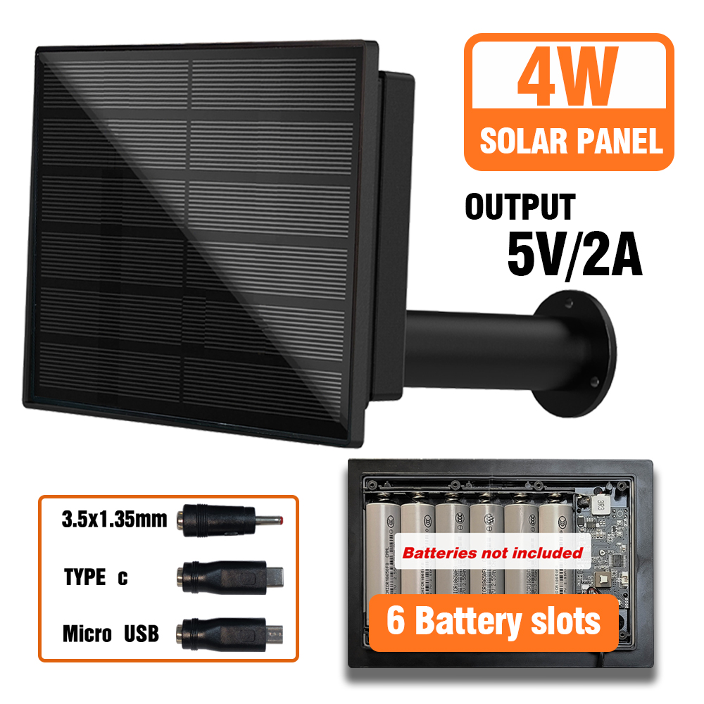 4W Solar Panel Waterproof Micro USB/TypeC Output 5V Solar Cells Charge Install 18650 Battery Outdoor For Leds or Remote Sensors