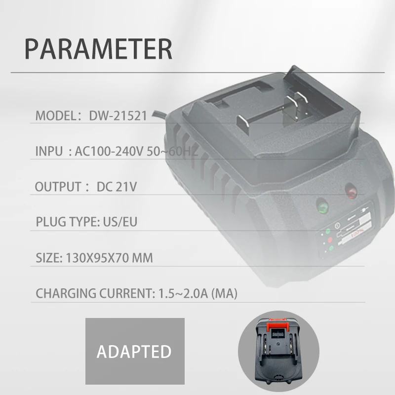 米国モデル充電器 18V 21V 電動ドリル電動レンチアングルグラインダー充電器電動工具バッテリー充電器