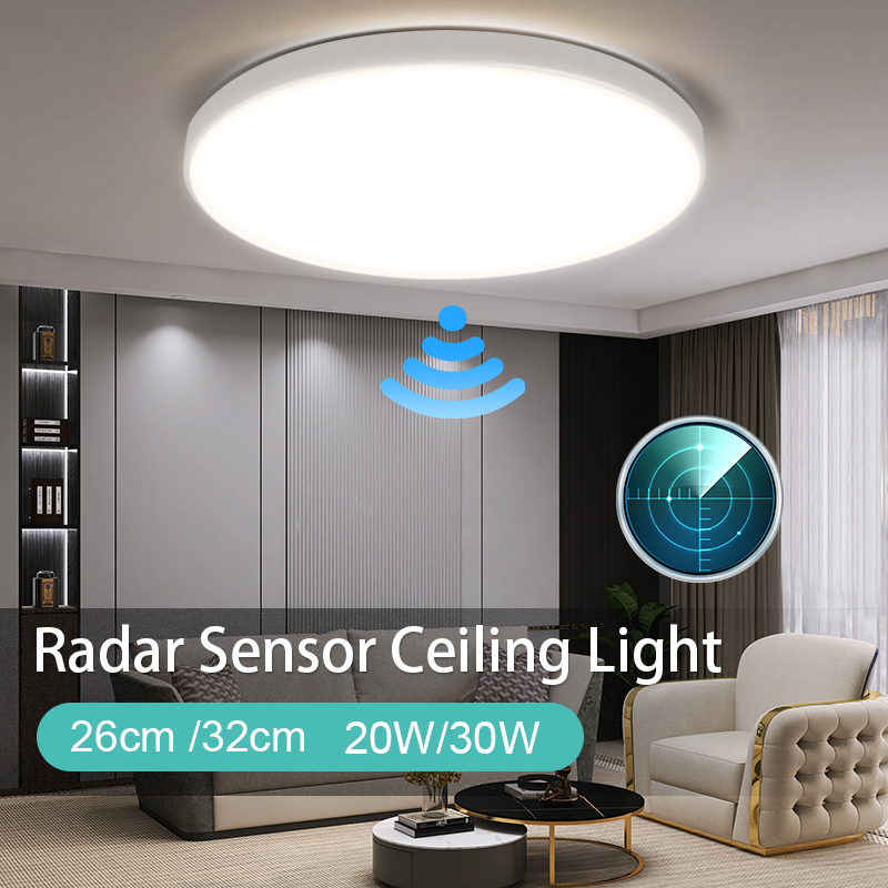 Sensor de radar led luz de teto 220v lâmpada de teto inteligente para corredores da sala iluminação da garagem led luzes do sensor de movimento