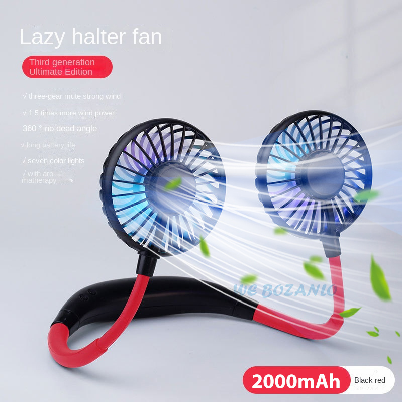 Ventilador portátil con USB para el hogar y la Oficina, miniventilador de cuello con manos libres, colgante, recargable, con 3 velocidades, ajustable