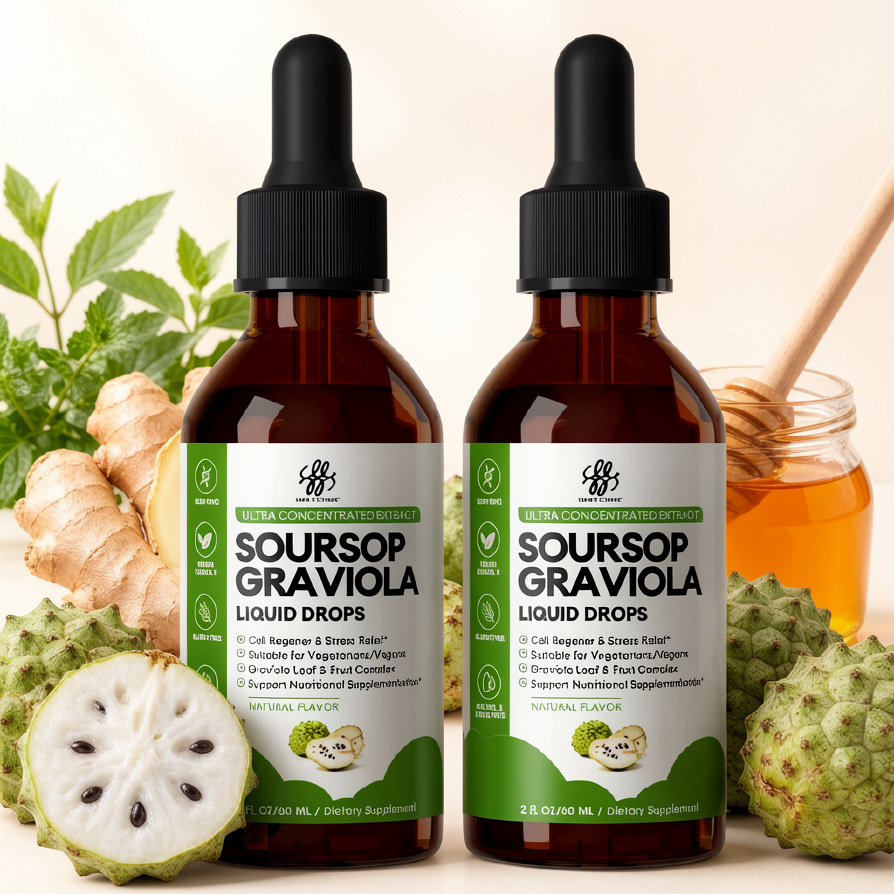 Soursop Graviola cairan Drop untuk dukungan sel & regenerasi, sistem imun dan Gut Kesehatan dukungan, Soursop Bitters cair