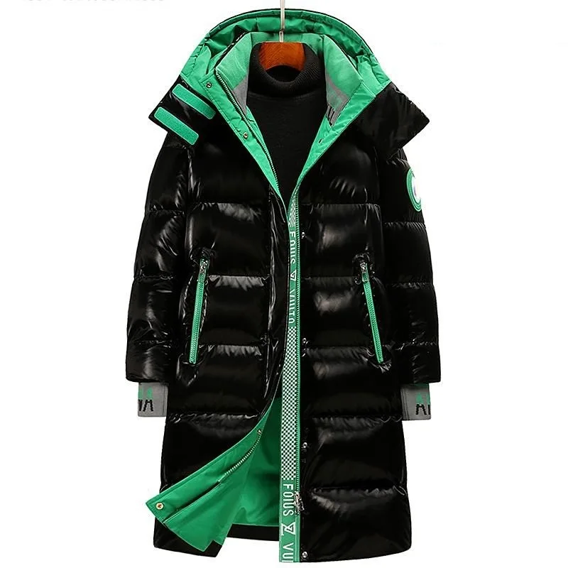 Nova jaqueta de inverno masculina longa de luxo negócios engrossado para baixo algodão quente parkas rua neve à prova de frio casaco acolchoado com capuz