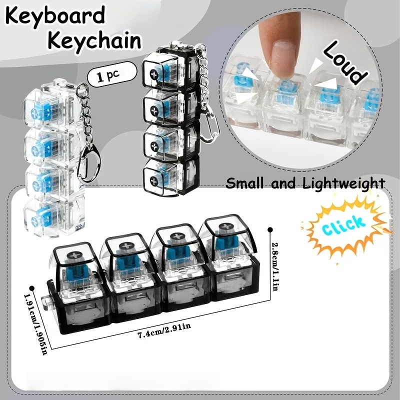 Llavero con teclado iluminado, juguete con botón LED clicable para aliviar el estrés, accesorio de escritorio de oficina para personas con ansiedad, 1 ud.