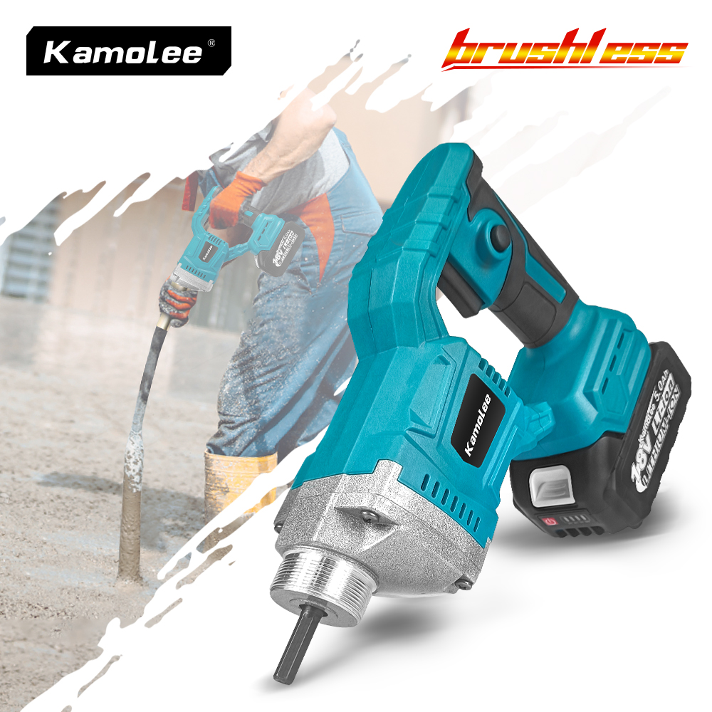 Kamolee 1100W 15500VPM Vibrador de concreto elétrico sem fio Compactor de concreto Ferramenta de mistura de concreto para bateria de 18v/21V