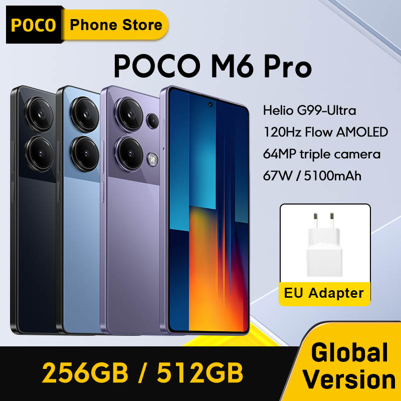 POCO M6 Pro Versión Global Helio G99 Ultra 120Hz Flujo AMOLED 64MP Triple Cámara con carga turbo OIS 67W