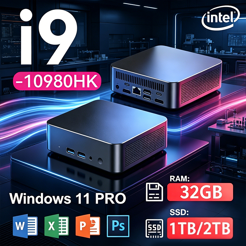 Core I9 10980HK MINI PC Windows 11 Pro Small Pocket Computer 32GB RAM 1TB 2TB SSD WIFI 6 BT5.2 4K HD Mini Gaming Office Study Pc