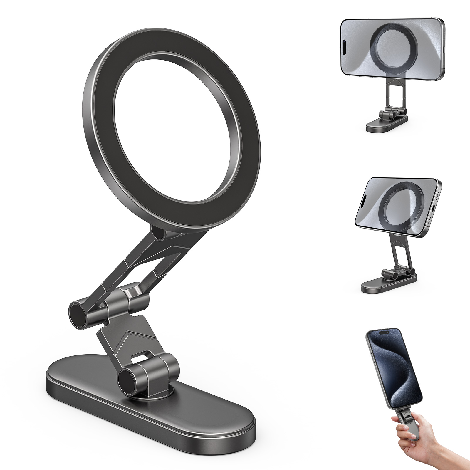 Supporto magnetico per telefono da auto doppio lato per Magsafe iPhone 17 16 15 Supporto per cruscotto per auto 360 °   Supporto per telefono con rotazione per Android