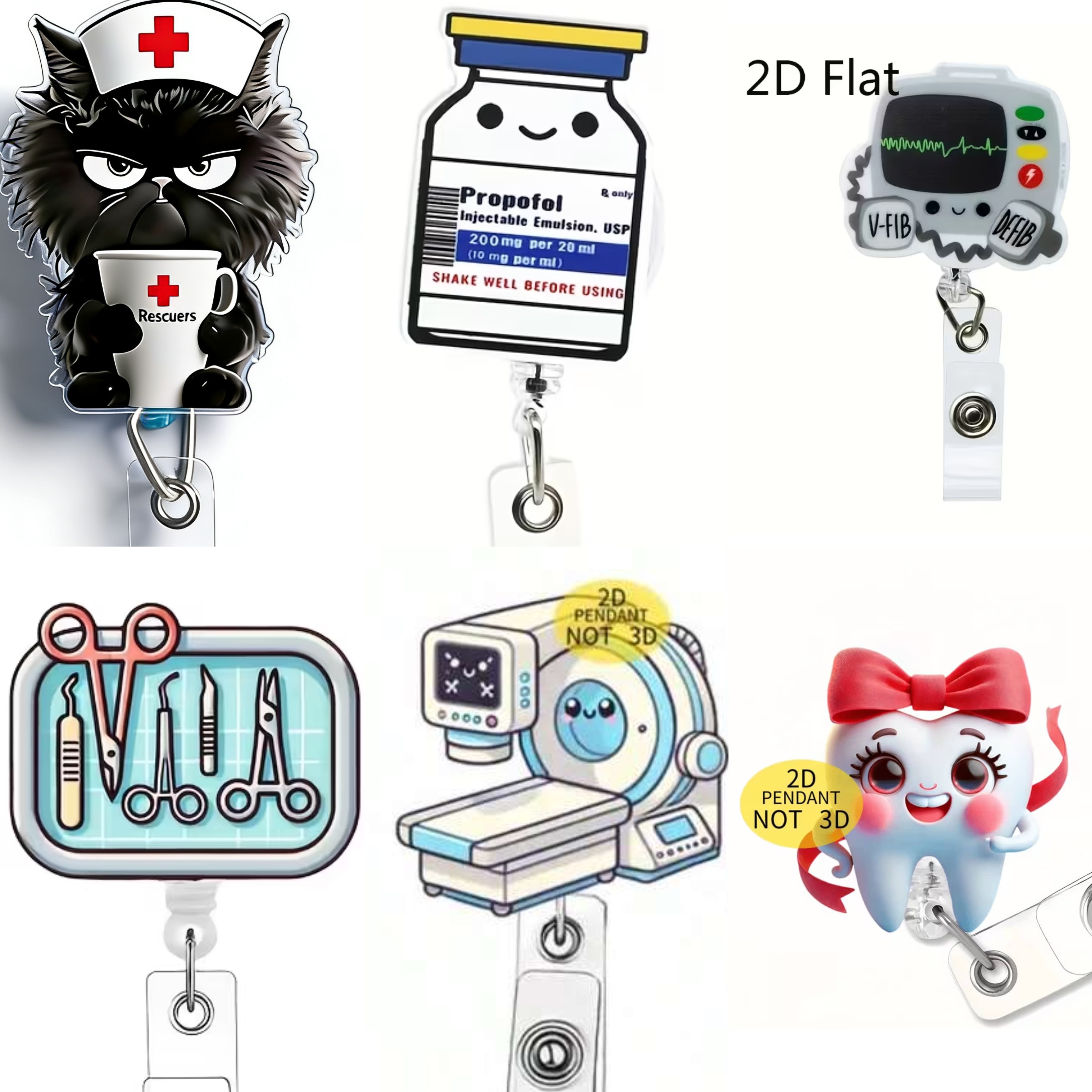 1pc Cute Medical Themed Retractable Badge Reel – Acrylic ID Holder for Doctors, Nurses, RN, LPN, Healthcare Staff