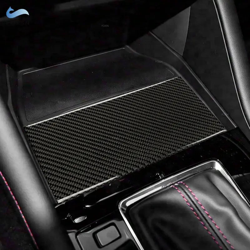 Car Accessories For Mazda 3 Axela BP 2020 2021 2022 2023 Center Console Water Cup Trim Soft Carbon Fiber Decorative Sticker