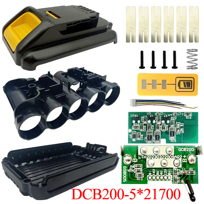 5*21700 DCB200 литий-ионный аккумулятор пластиковый корпус PCB защита от зарядки печатная плата коробка корпус для Dewa lt 18 В 20 В 4 Ач литиевый инструмент