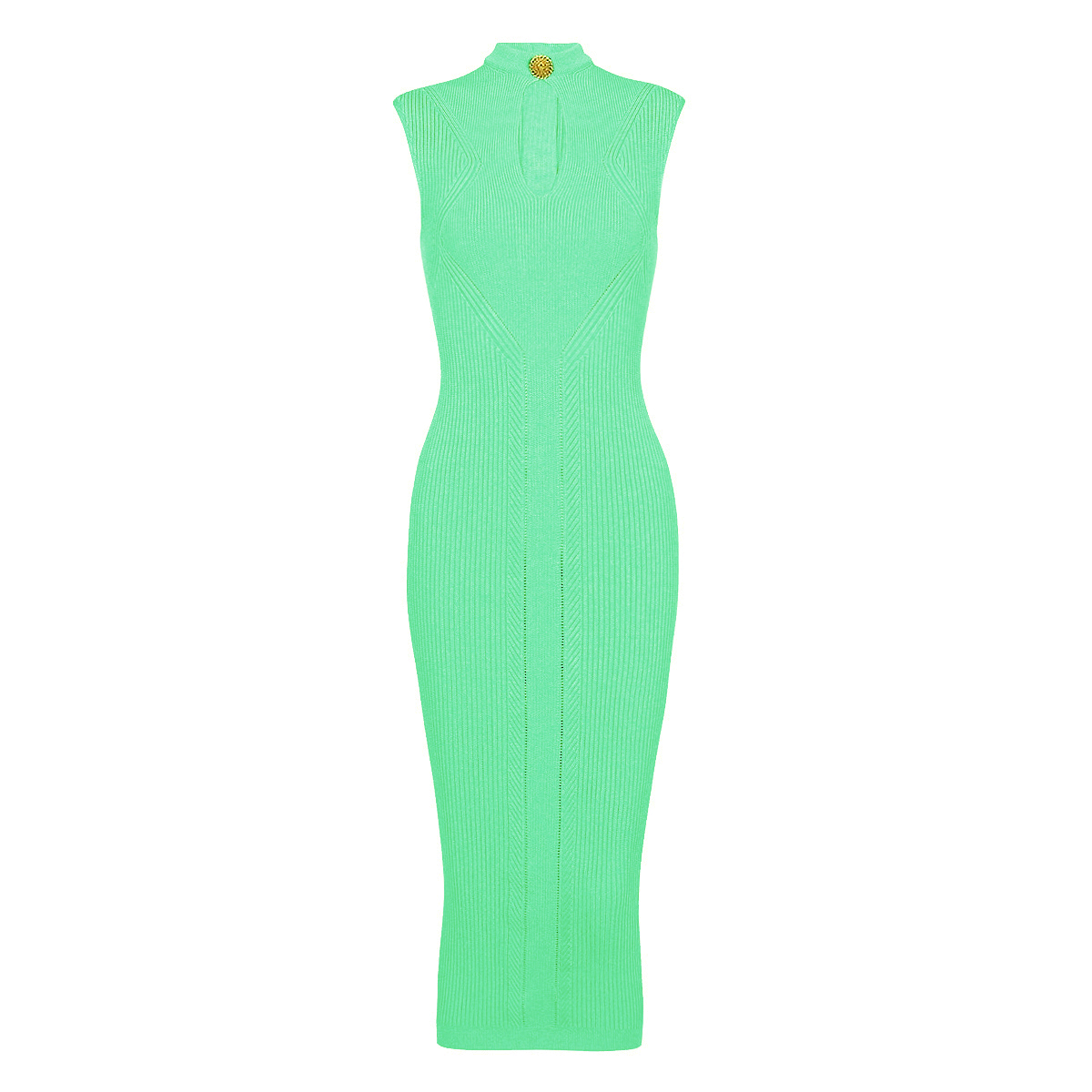 Sml Hoge Kwaliteit Multi Color Mode Nieuwe Elastische Stof Holle Knoop Mouwloze Rits Slim Fit Stijl Dames Lange Jurk