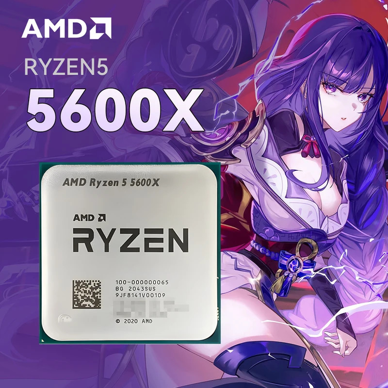 AMD Ryzen5 5600X 6 คอร์ 12 เธรด 32 MB L3 แคช AM4 PCIe ®     4.0 DDR4 Ryzen 5000 ซีรีส์ 65W CPU สําหรับเล่นเกมเดสก์ท็อป