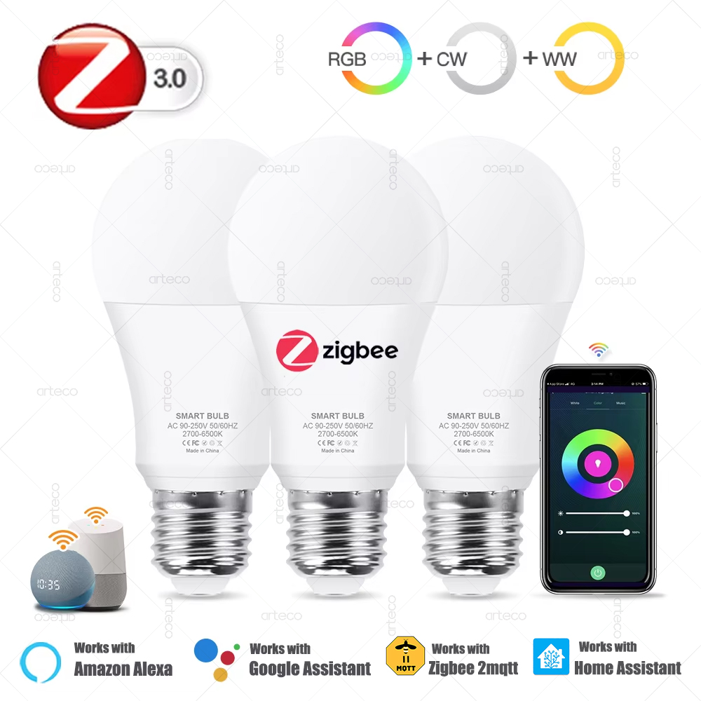 Zigbee E27 LED 電球 Alexa スマート Led ランプ RGB CW WW LED 電球はスマート アプリ ホーム アシスタント Z2M Google Zigbee 3.0 ハブで動作します
